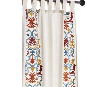 New Pier 1 Embroidered Cotton/Linen Curtain Panel